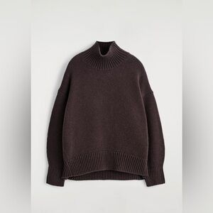 Viral COS Chocolate Chunky Mock-Neck Wool Sweater